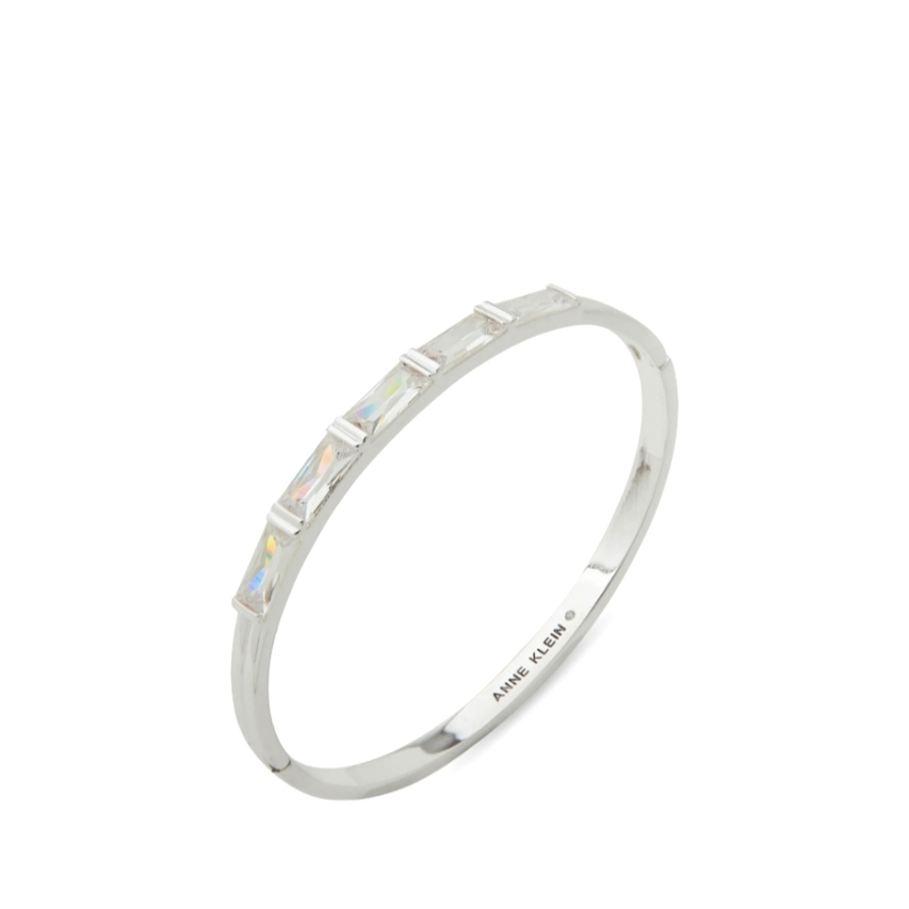 CZ Baguette Stones Anne Klein Elegant Silver Bangle
